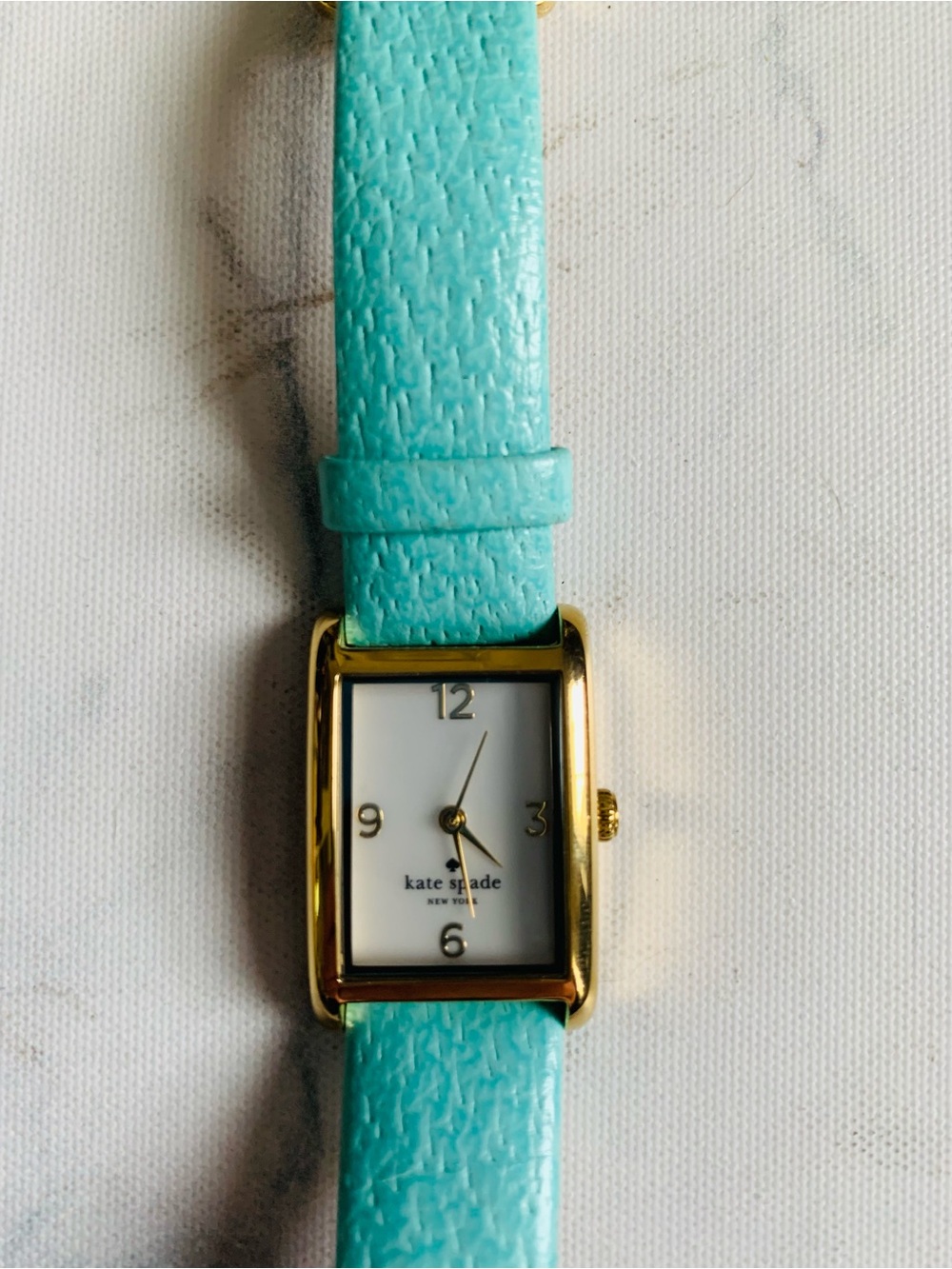 kate spade New York Turquoise Leather Strap Gold-Tone Watch